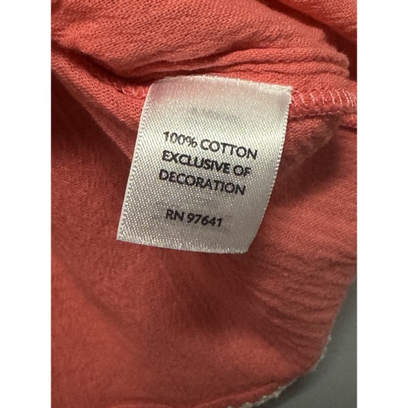 J. Jill Women's Petite XS‎ Coral Gauzy Embroidered Button Up Top Beach Boho - Picture 5 of 8